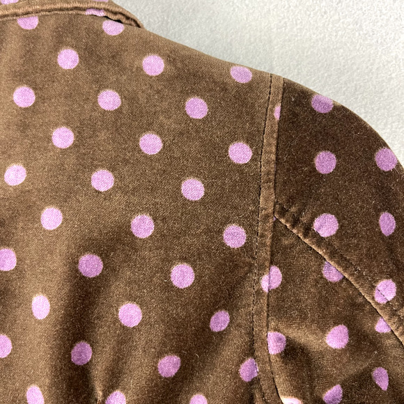 Mini Boden Velvet Coat Jacket Girls 7 8 Brown Polka Dot Preppy Retro Whimsy Mod - Picture 13 of 14